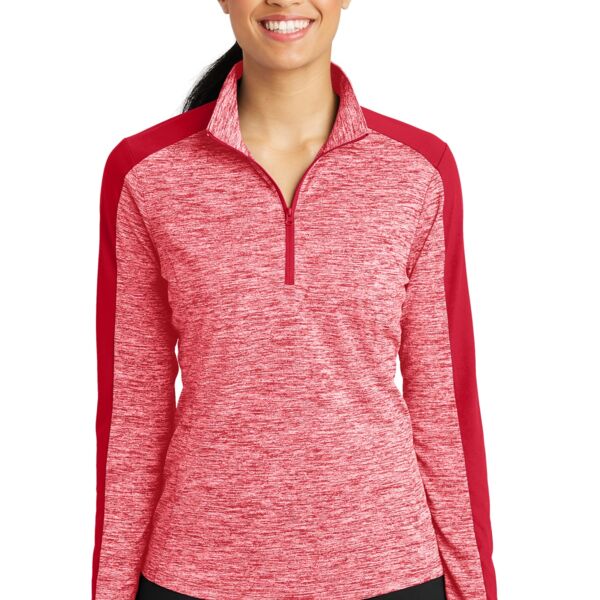 Womens PosiCharge ® Electric Heather Colorblock 1/4 Zip Pullover Thumbnail